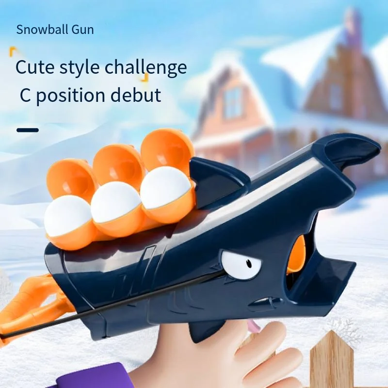 Children's snowball gun Shark snow clip launcher snowball clip toy Play snowball clip outdoor snow artifact