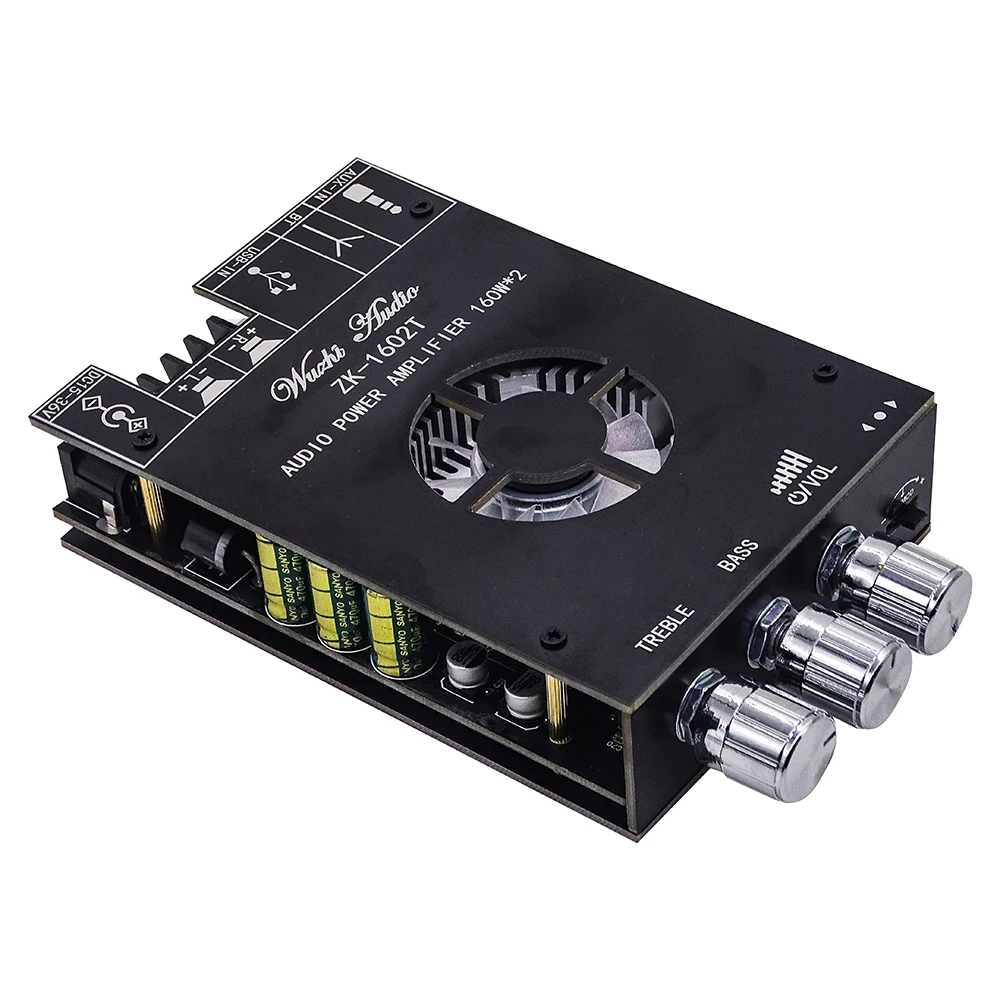 ZK-1602T 160W * 2 high bass adjustment BT audio power amplifier board module dual channel stereo tda7498E