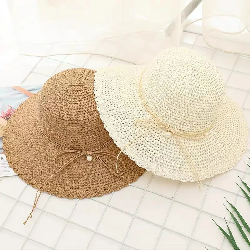 

Women's Straw Hat Lady Sunshade Hat Tourism Leisure Fashion Ultraviolet Beach Hat Outdoor Folding Hat