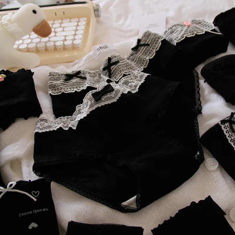 

Оптовая продажа: Новые трусики для девочек-подростков, 6 шт./лот, хлопок, черные, со средней посадкой, разные стили