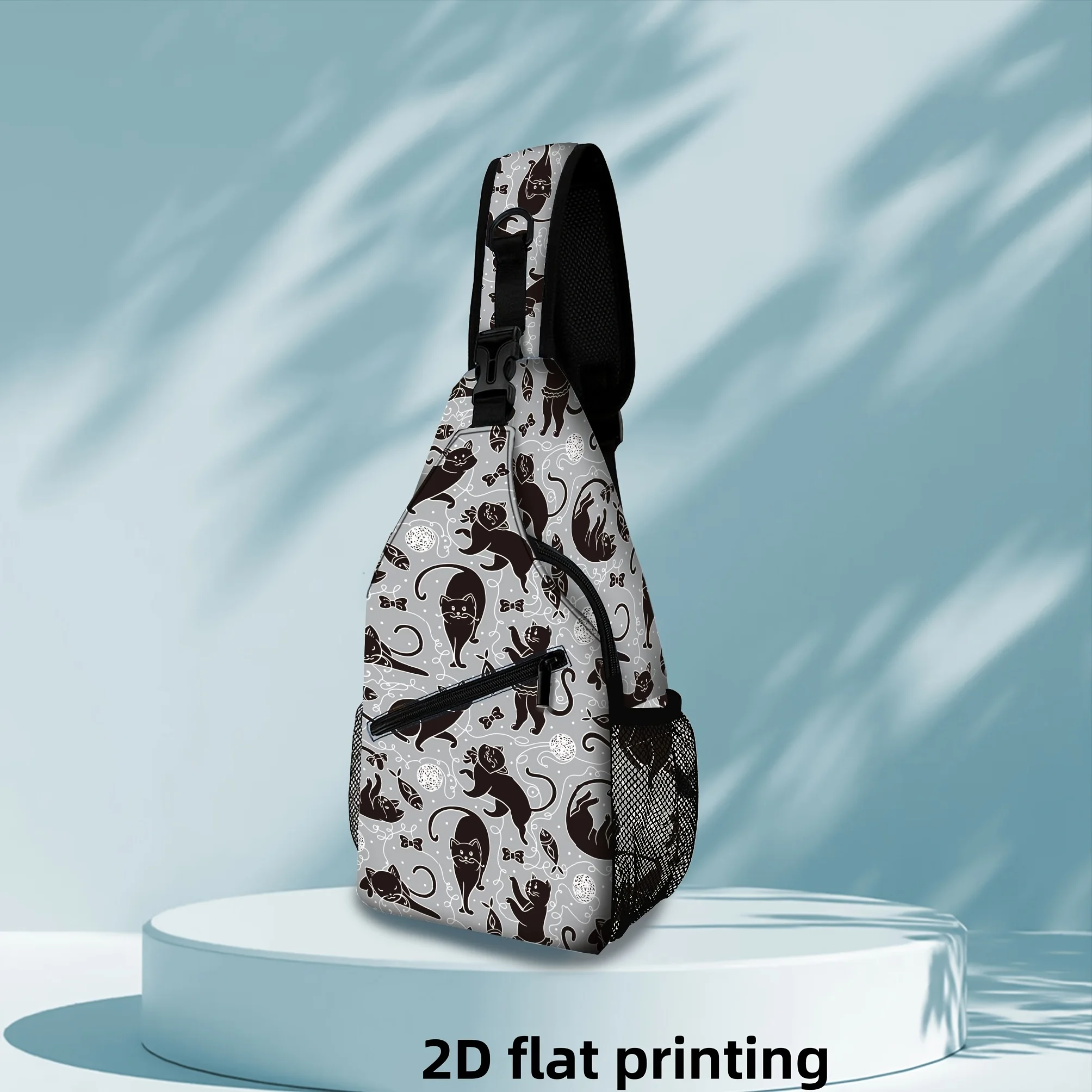 1pc Cat Print Chest Bag Crossbody Cute Cartoon Animal Printed Sling Shoulder Bags Suitable for Outdoor Sports