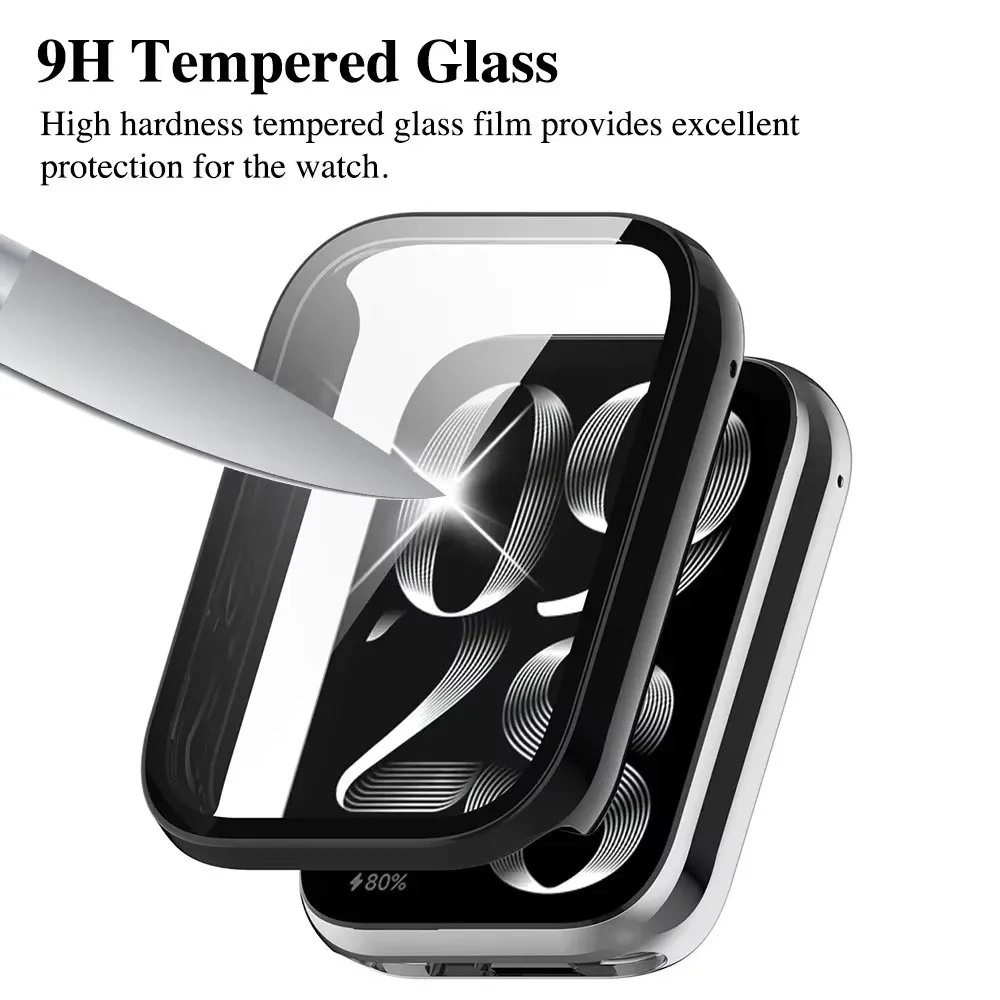 Tempered Glass+Case for Xiaomi Band 9Pro Smartband Anti-scratch Film Frame Bumper Protective Cover for Xiaomi Band 9 Accessories