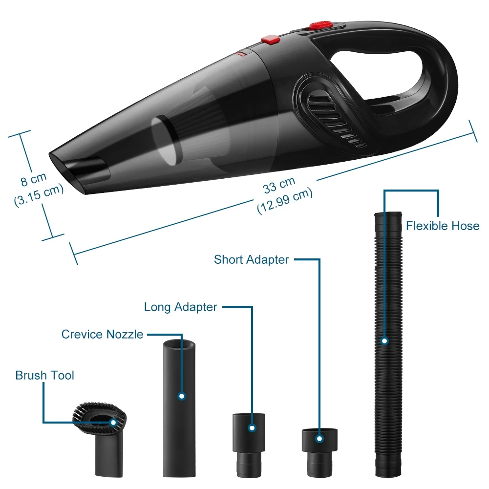 Corded Car Dust Vacuum Cleaner Handheld 4000Pa 12V High Power Strong Suction Wet Dry dual-use Vacuum Duster