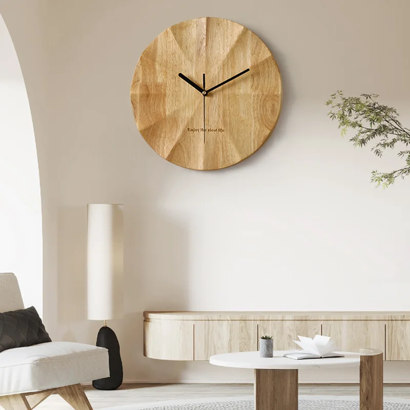 

Wooden Aesthetic Clock Wall Creative Design Minimalist Round Wall Watch Living Room Restaurant Orologio Da Parete Home Decor