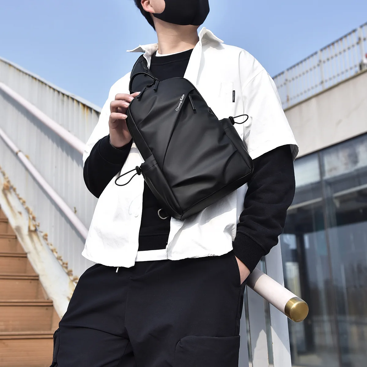 

Men's casual crossbody bag, large-capacity water-resistant single-shoulder Oxford cloth youth backpack