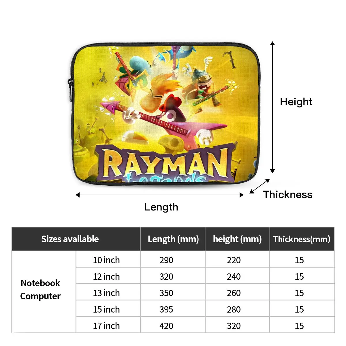 Cartoon Games Rayman Legends Notebook Laptop Bag Case Pouch Notebook Sleeve Cover Bag Tablet Shockproof Case Bag