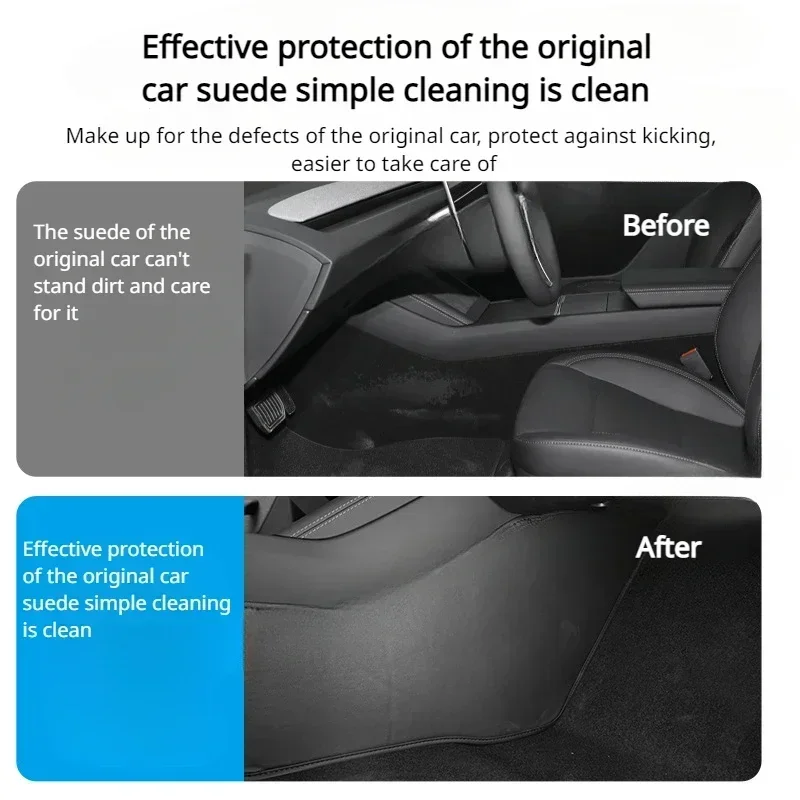 Side Defense Kick Pad for Tesla New Model 3 Highland 2024 Center Control Anti Kick Pad Leather Protective Cover Car Accessories