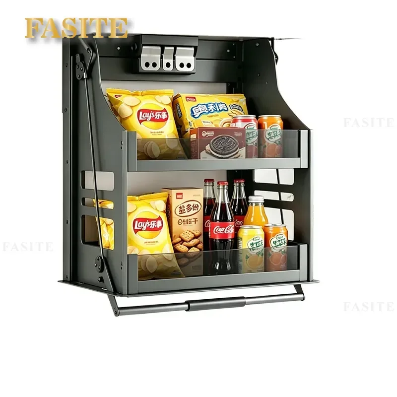 For Kitchen Cabinet Pull Down Basket Manual Lifting Storage Rack Narrow Side Seasoning Organizer Space Saving Hanging Shelf