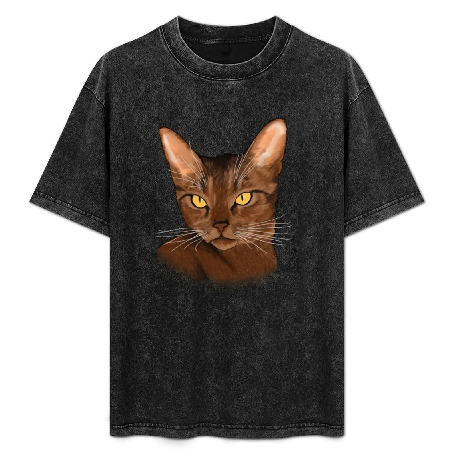 

Abyssinian cat portrait T-Shirt t shirts for man pack cotton man graphic t shirt T-Shirt