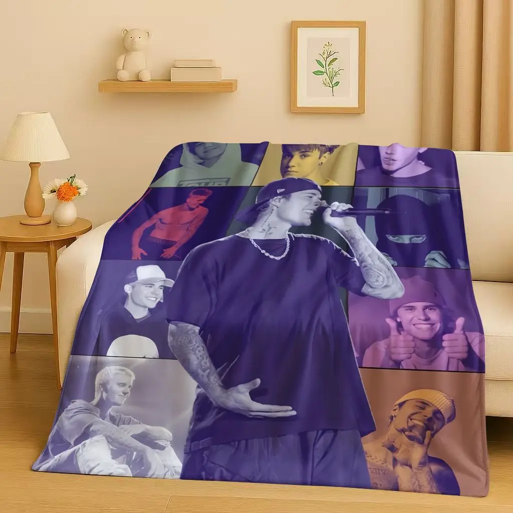 

New Fashion B-Bieber Singer Star Flannel Blanket,Ultra Soft Warm Plush Throw for Home Bedroom Bed Sofa Cover Office Travel Gift