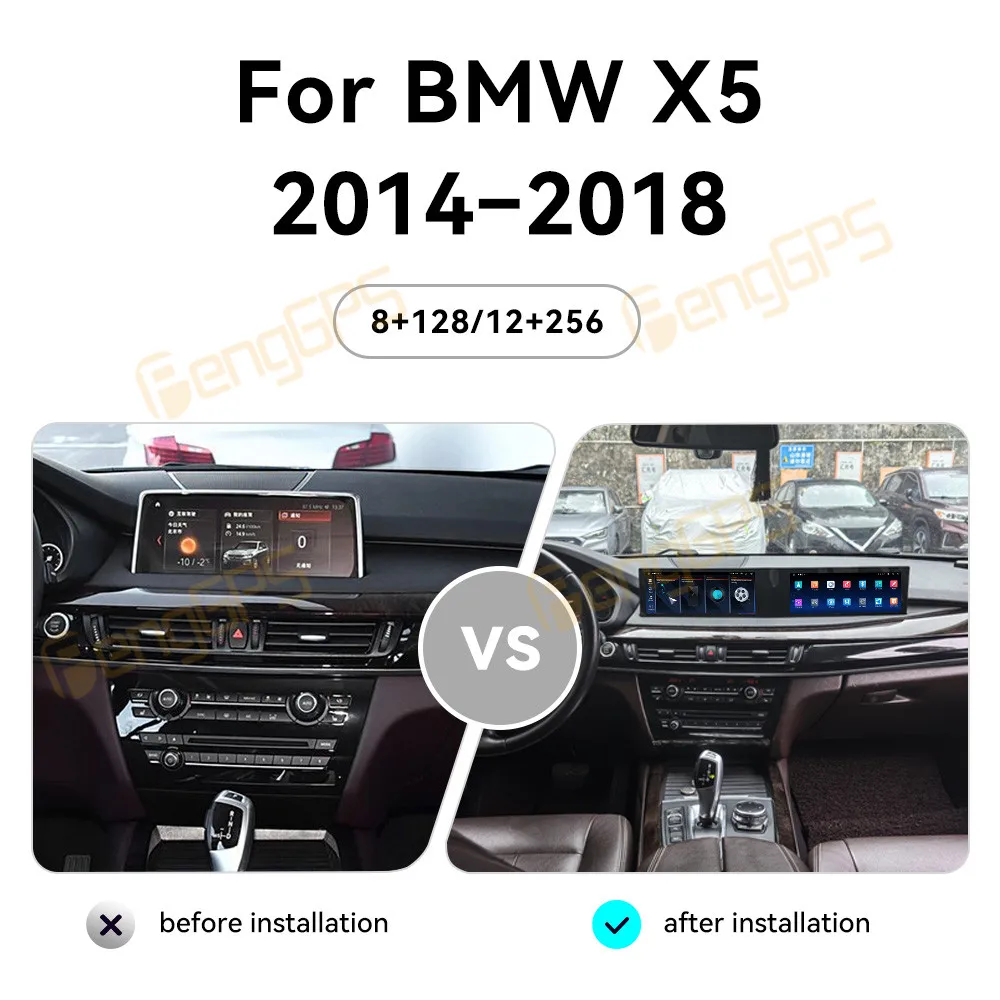 Dual Screen 12.3 Inch GPS Navigation For BMW X5 2014-2018 Multimedia player Car Radio Stereo Carplay Curved HD Screen  Head Unit