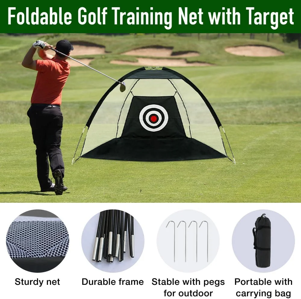 شبكة جولف بطول 6.56 قدم * 4.59 قدم، شبكة ممارسة الجولف مع حصيرة ضرب الجولف، شبكات مساعدة ضرب الجولف المنزلية لأرجوحة القيادة في الفناء الخلفي