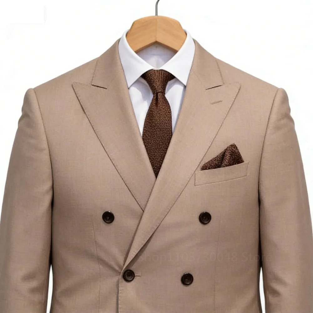 

Men's Peak Lapel Blazer And Pants Set Formal Business Tuxedo Wedding Groom Monochromatic New Fashion 2 Piece Suit