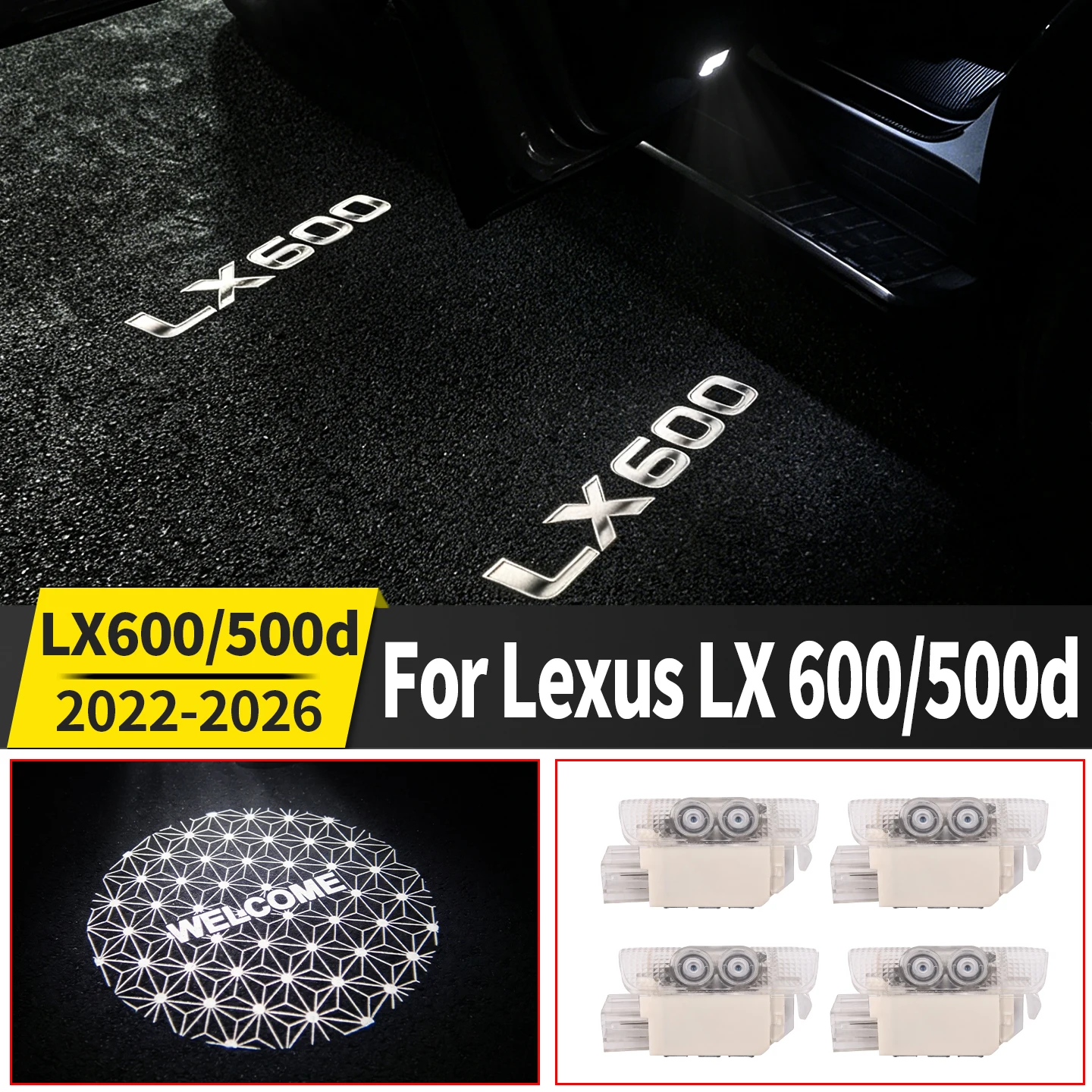 For 2022-2026 LX600 LED Door Welcome Logo Projector Light Plug & Play HD Laser Shadow Lamp Interior Modification Accessories