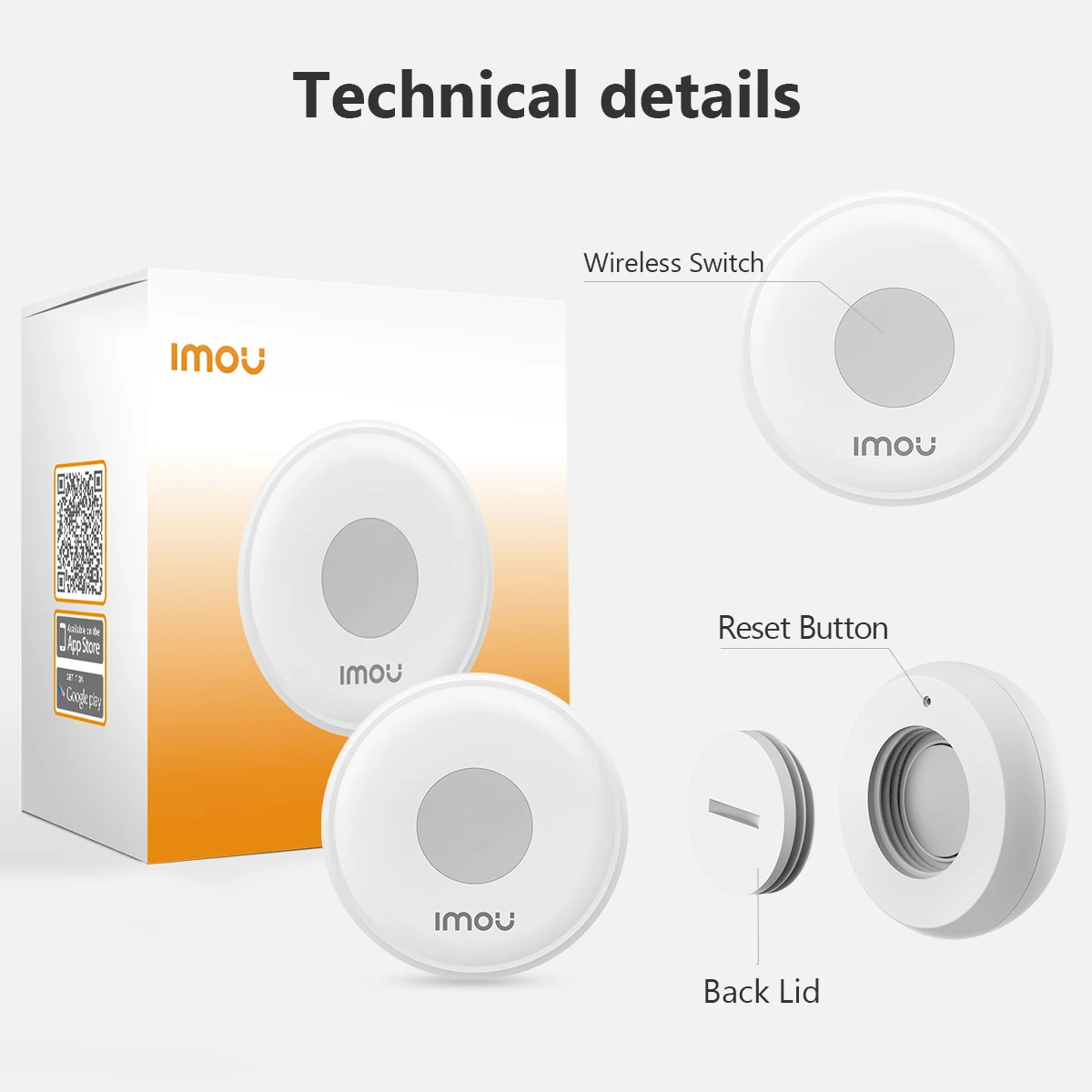 Imou Smart Wireless Switch Аварийная кнопка ZigBee 3.0 Беспроводной пульт дистанционного управления LVD-оповещение Интеллектуальный дом через шлюз