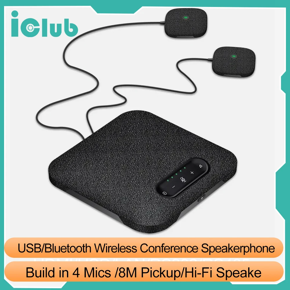 

Bluetooth Wireless Conference Speakerphone with 2 Expansion Microphones 360 Degree Voice Pickup USB Conference Microphone