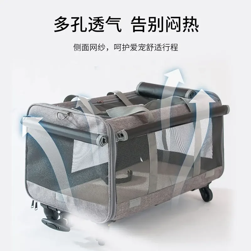 Cat bag out trolley case large capacity two cats portable suitcase oversized dog backpack pet cart