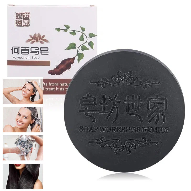 

Hair Shampoo Soap Polygonum Multiflorum Black Soap Hair Care Nourishing Anti Dandruff Essential Oil Soap Moisturizing 80/100g