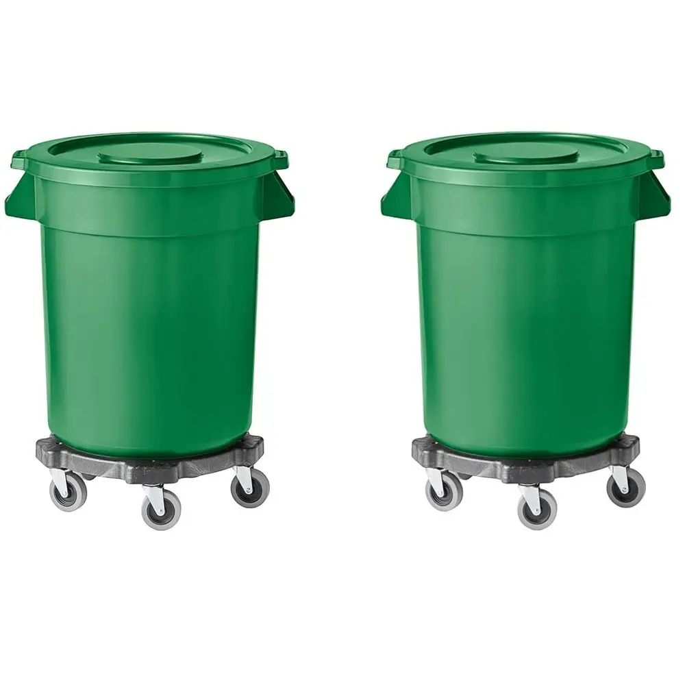 

32-галонный зеленый круглый коммерческий мусорный бак с крышкой и тележкой/ингредиентом, корзина для переработки, кухонный мусорный бак, офисный мусорный бак