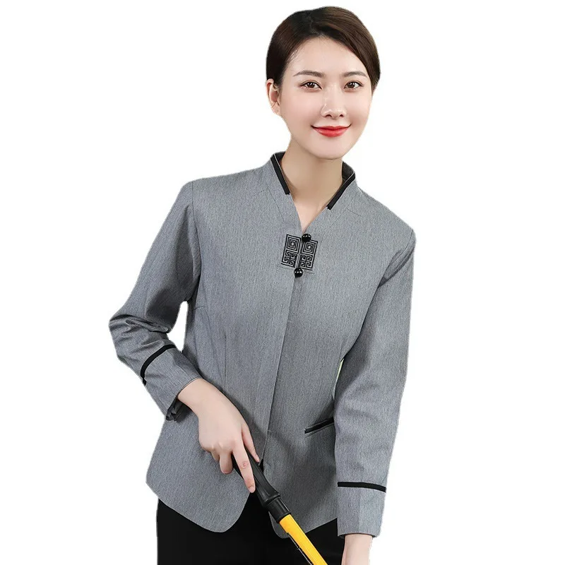 Uniforme de nettoyage de chambre d'hôtel, tenue d'automne et d'hiver à manches longues, nettoyeur de propriété communautaire de centre commercial, vêtements de travail de nettoyage pour femmes d'hôpital