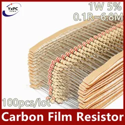 100pcs 1W Carbon Film Resistor 0.1R~6.8M 5% 1.2R 4.7R 10R 100R 330R 470R 1K 2.2K 4.7K 10K 22K 47K 100K 1M 10R 100 330 470 ohm