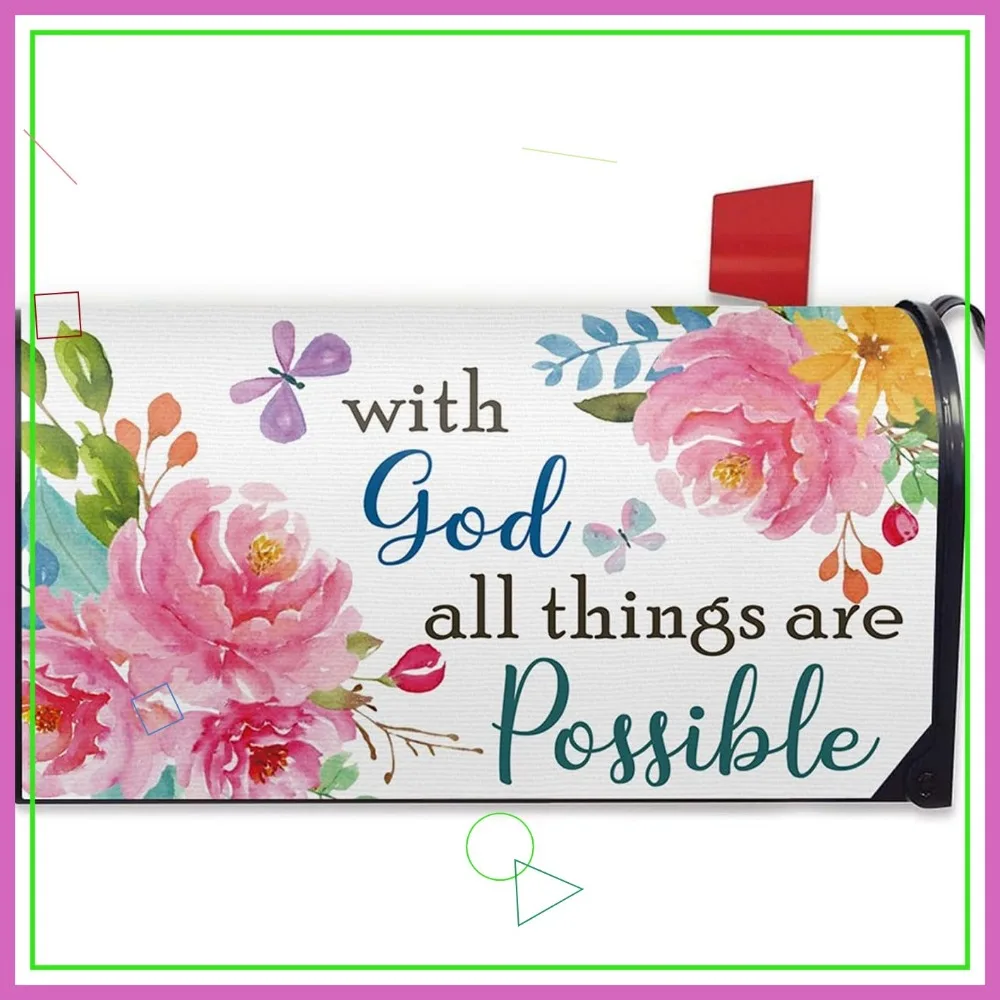 

Religious Peony Flower Mailbox Cover Magnetic Standard Size 20.5"x18", Inspirational Outdoor Garden Yard Decoration
