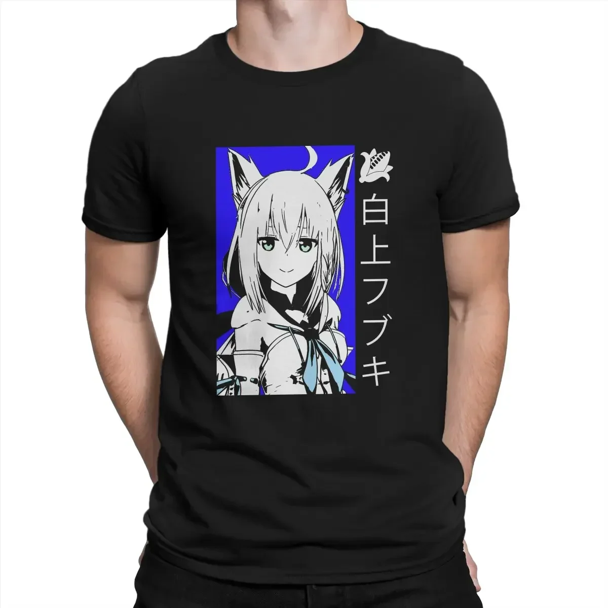 Shirakami Fubuki Graphic Polyester TShirt Hololive VTuber Creative Tops Casual T Shirt Men Short Sleeve