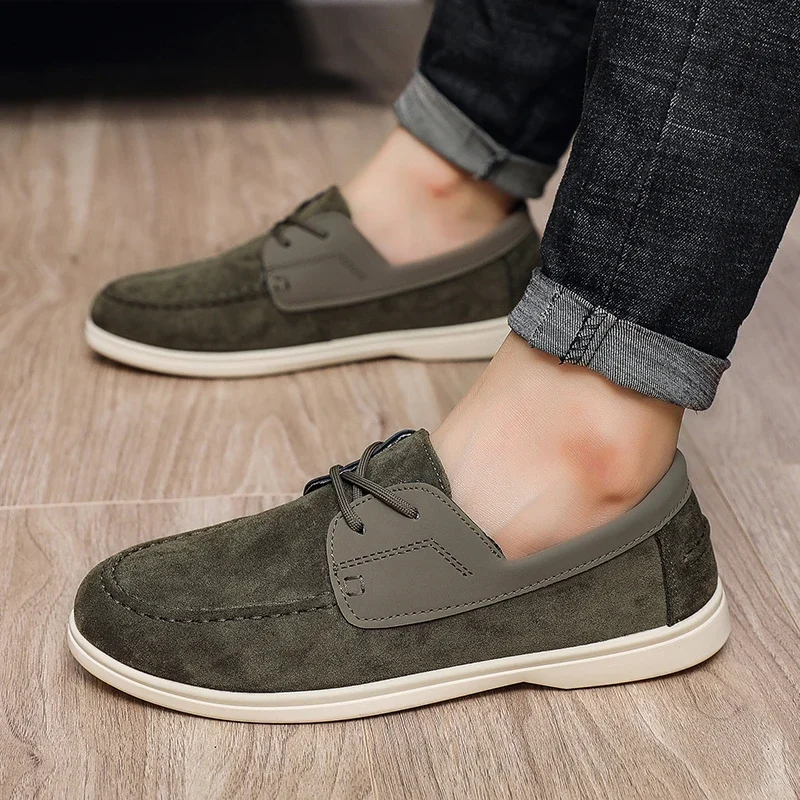 

Men's Suede Casual Sports Shoe Minimalist Men Shoes Fashion Shoes Casual Loafers Lace Up Retro Style Barefoot Designer Shoes
