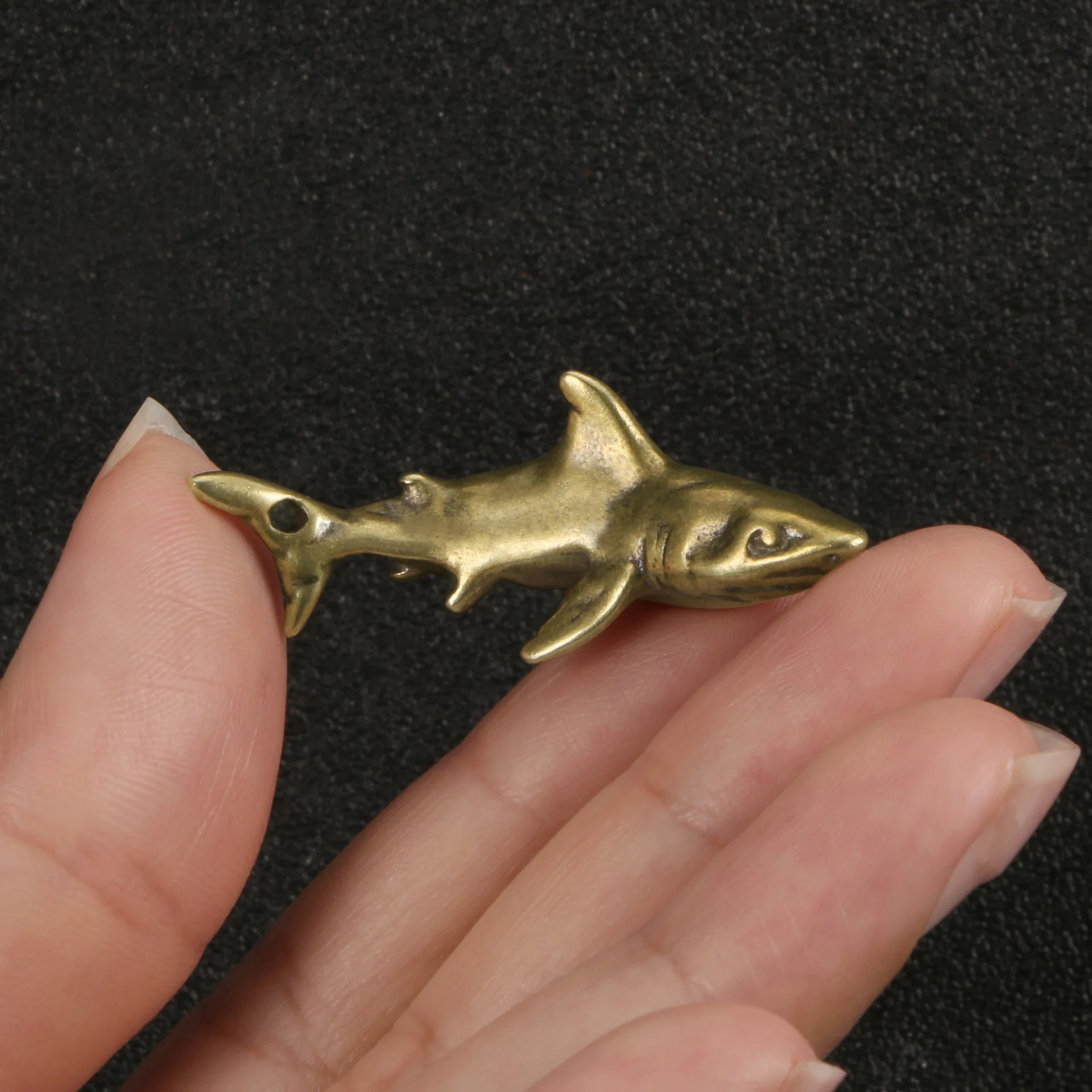 Brass Mini Shark Ornaments Desk Decoration Marine Life Souvenirs Copper Handicrafts Figurines