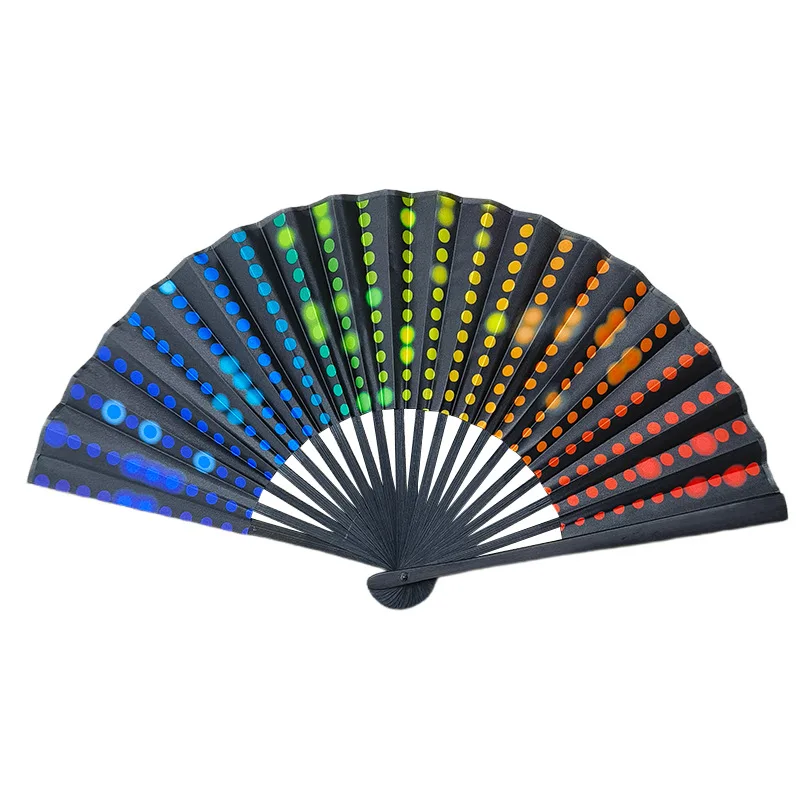 

F2 New Leopard Print Folding Fan Large Elegant Classical Dance Fan with Black Frame Lightweight Hand Fold Fan Women Party Gifts