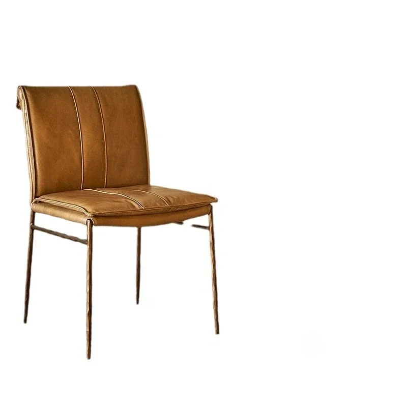 

Medieval, wabi, dining chair, aniline oil wax, leather backrest, casual, retro, Nordic, Avery