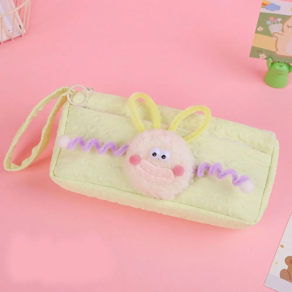 Canvas Big Mouth Pen Case Zipper Large Capacity Funny Pen Bag Multifunction Cartoon Stationery Pen Storage Bag