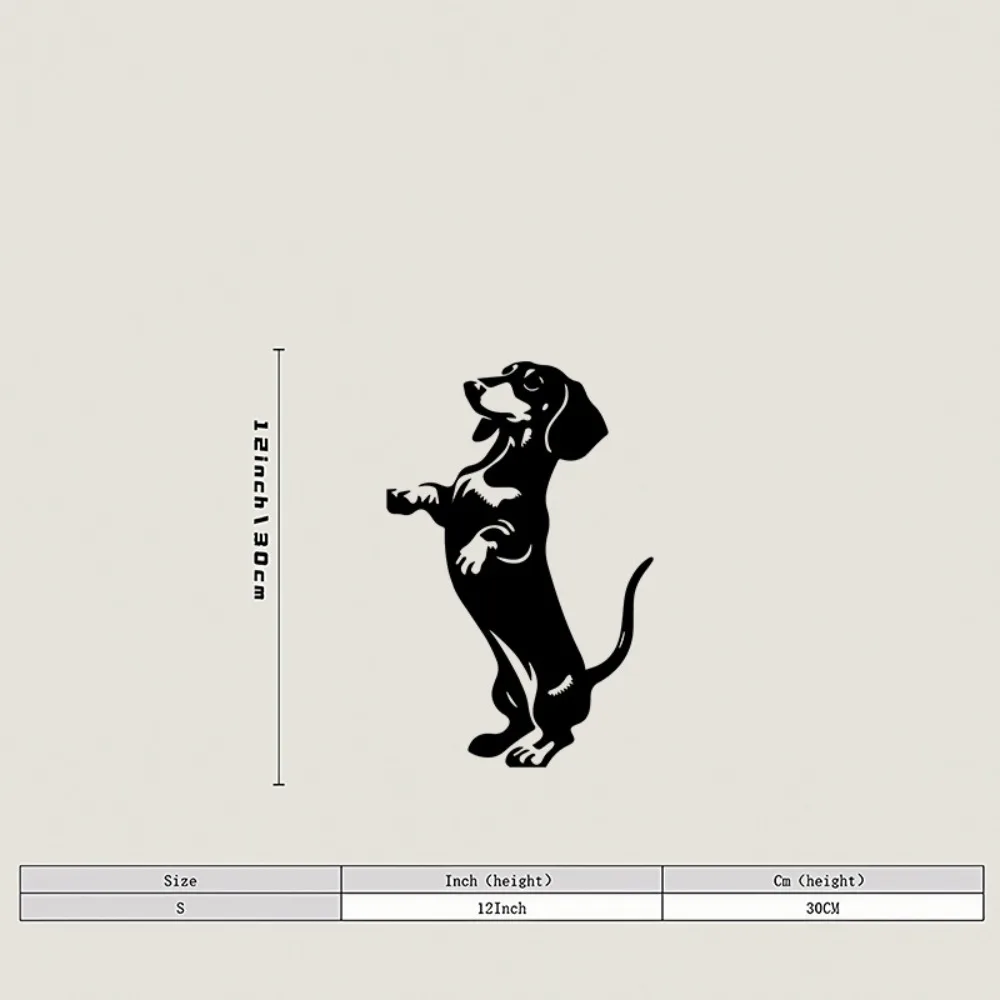 Metal Wall Art, 2D Dachshund Iron Decor, Black Gift for Home Garden