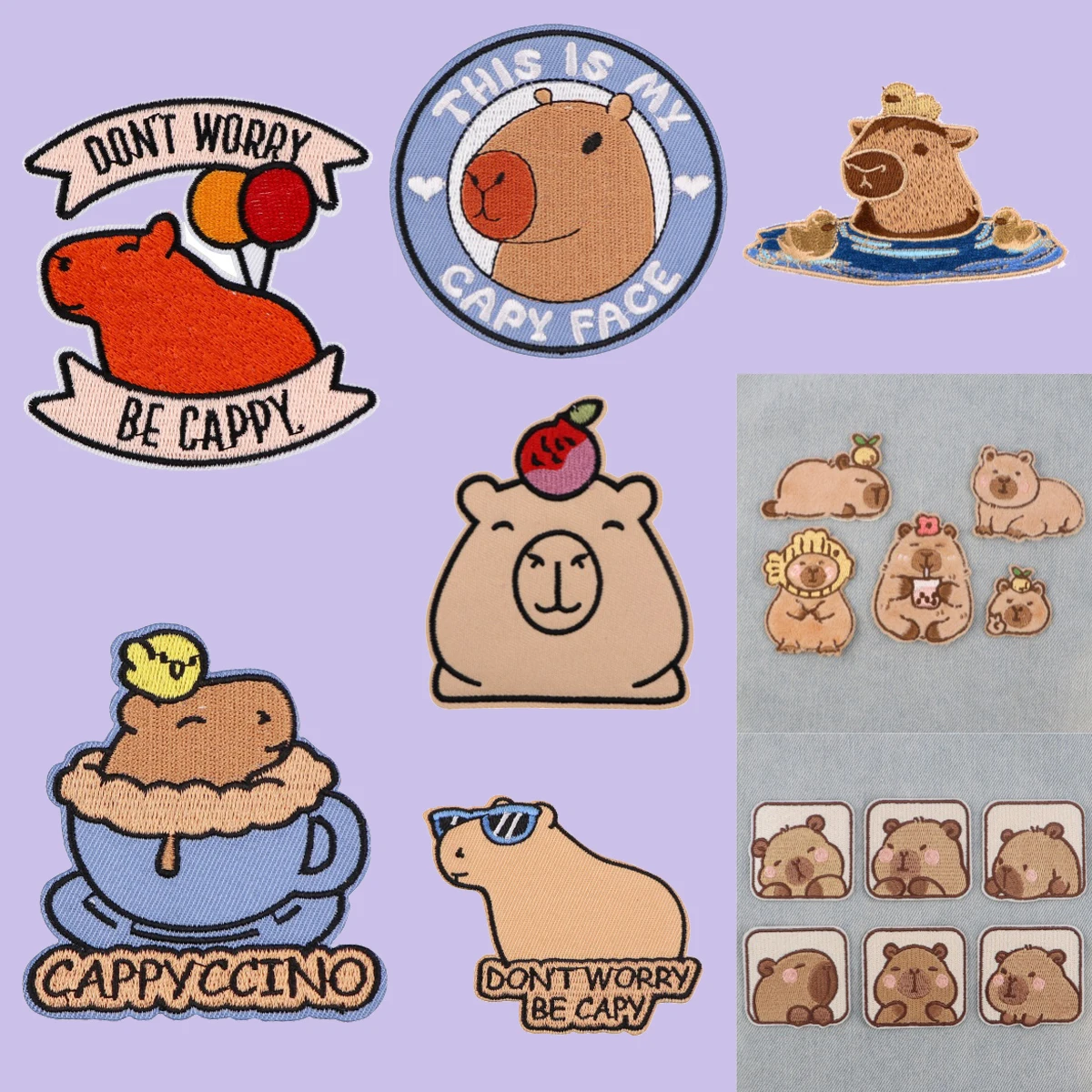 

Cute Capybara Patch Embroidered Patches For Clothing Stripes DIY Iron on Patches For Clothes Jackets Sewing Stickers
