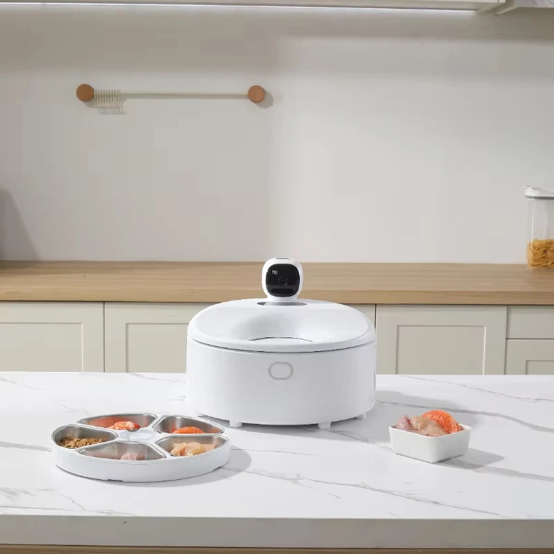 Automatic Cat Feeder Wet Food Dispenser Cordless Timer Pet Feeder with Ice Pack Refrigerated Auto Wireless Box Packing