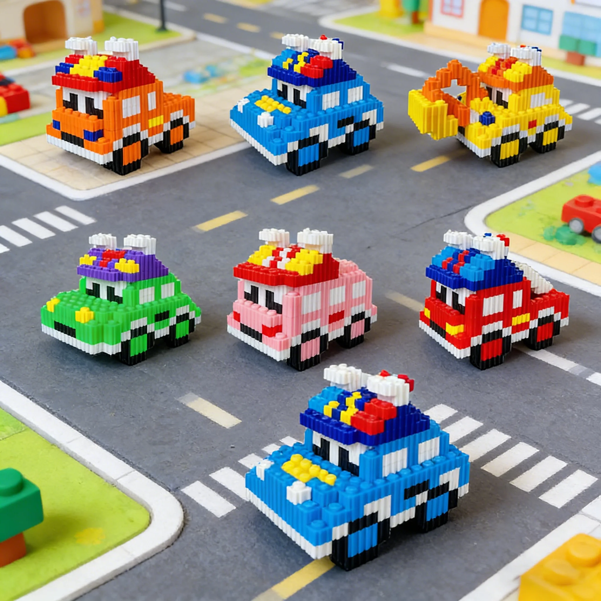 

Набор строительных блоков «Мини-городской спасательный отряд»: Мультяшные машинки для сборки, украшения, детские игрушки — модели пожарной машины, полицейской машины, скорой помощи