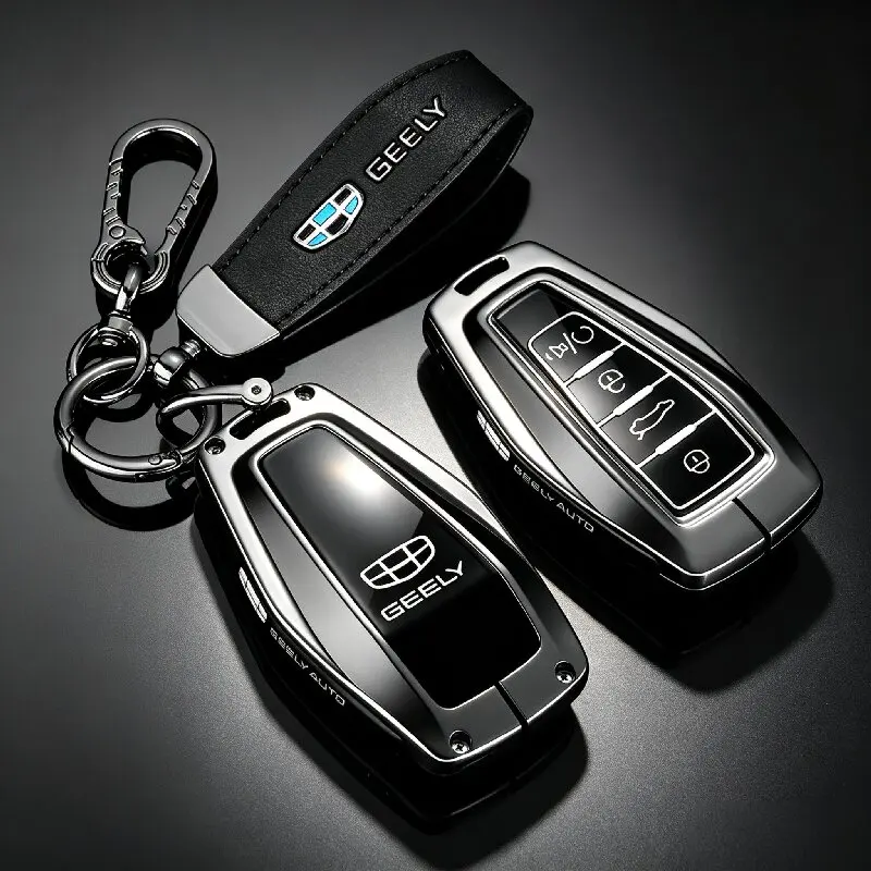 Car Key Cover For Geely Monjaro Coolray Emgrand Key Fob Case Premium Zinc Alloy Shockproof Preface Okavango Car Accessories