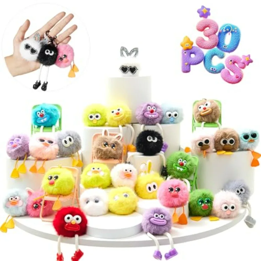 Party Favors Keychains - Fun Keychain Cute Birthday Goodie Bags Stuffers for Plush Keychain Bulk Monster Keychains End of Year