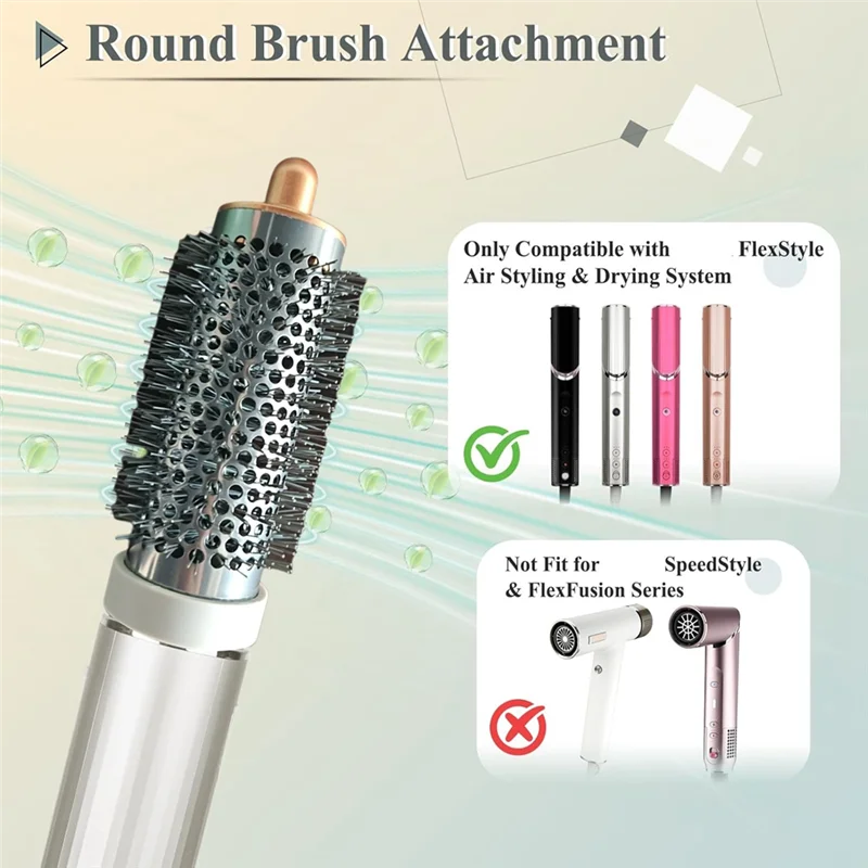ABBK-مرفق فرشاة مستديرة لمجففات الشعر Shark Flexstyle مرفق فرشاة تكثيف مستديرة لتصفيف الشعر المستقيم والمموج والمجعد