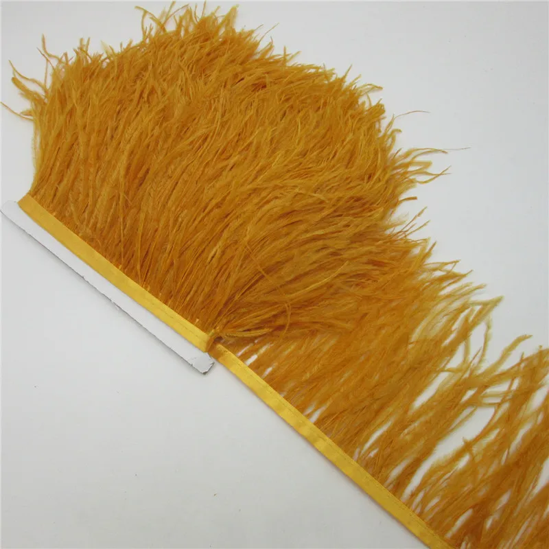 10Yards Natural Ostrich Feather Trims Ribbon Length 10-15cm Feather Trim Fringe DIY Costumes Sewing Clothing Accessories