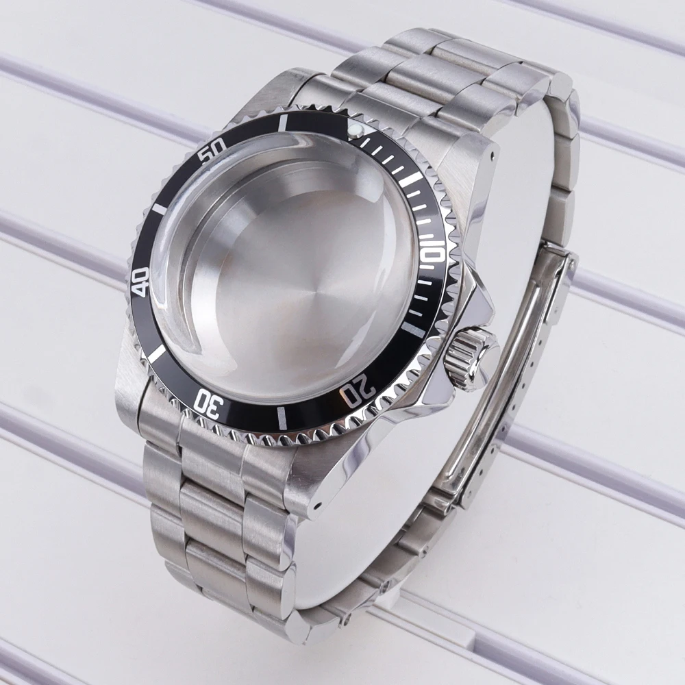 38mm Stainless Steel Watch Case Dome Acrylic Glass For Retro Submariner NH35 NH36 NH34 4R36 Movements Uni-directional 120 clicks