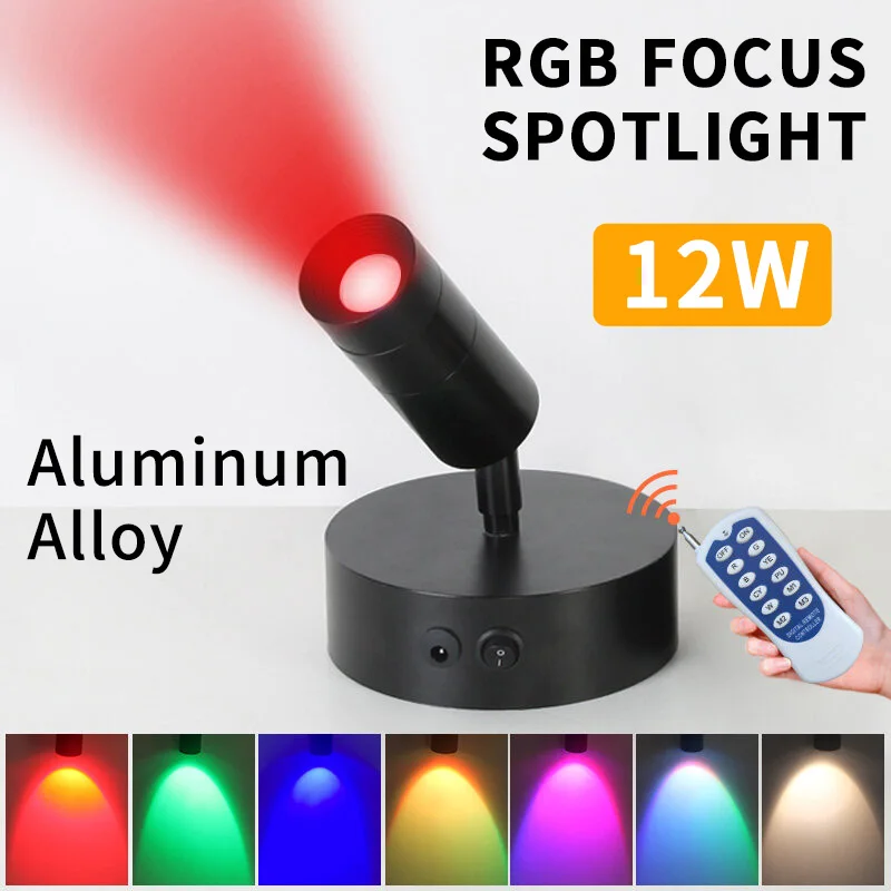 

Rechargeable RGB LED Spotlight - Remote controlled ambient light with 360° rotation angle for home and mood lighting