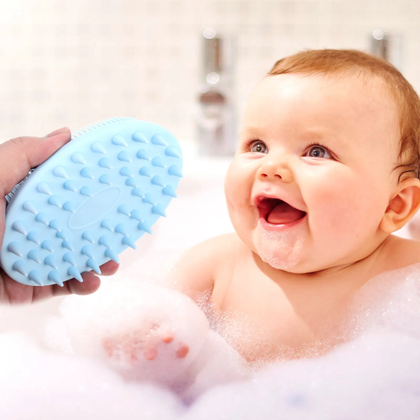 

Silicone Bath Brush Gentle Exfoliating Shower Scrubber for Babies Adults Sensitive Skin Deep Clean Body Massage Bathing