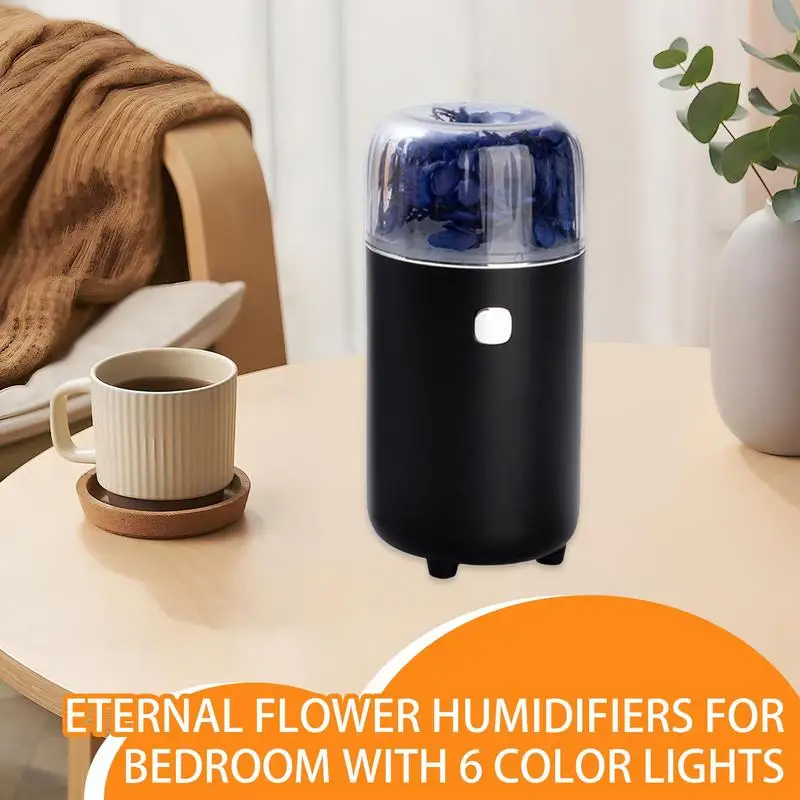 Eternal Flower Humidifier Travel Humidifier With 6-Color Light Aromatherapy Diffuser Quiet Humidifiers For Home Spa Gym