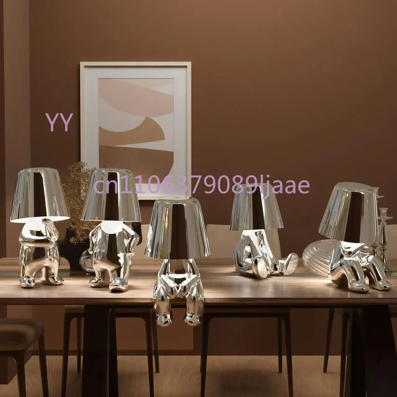 Thinker statuette desk lamp living room bedroom cartoon creative decoration bedside touch atmosphere USB charging desk lamp