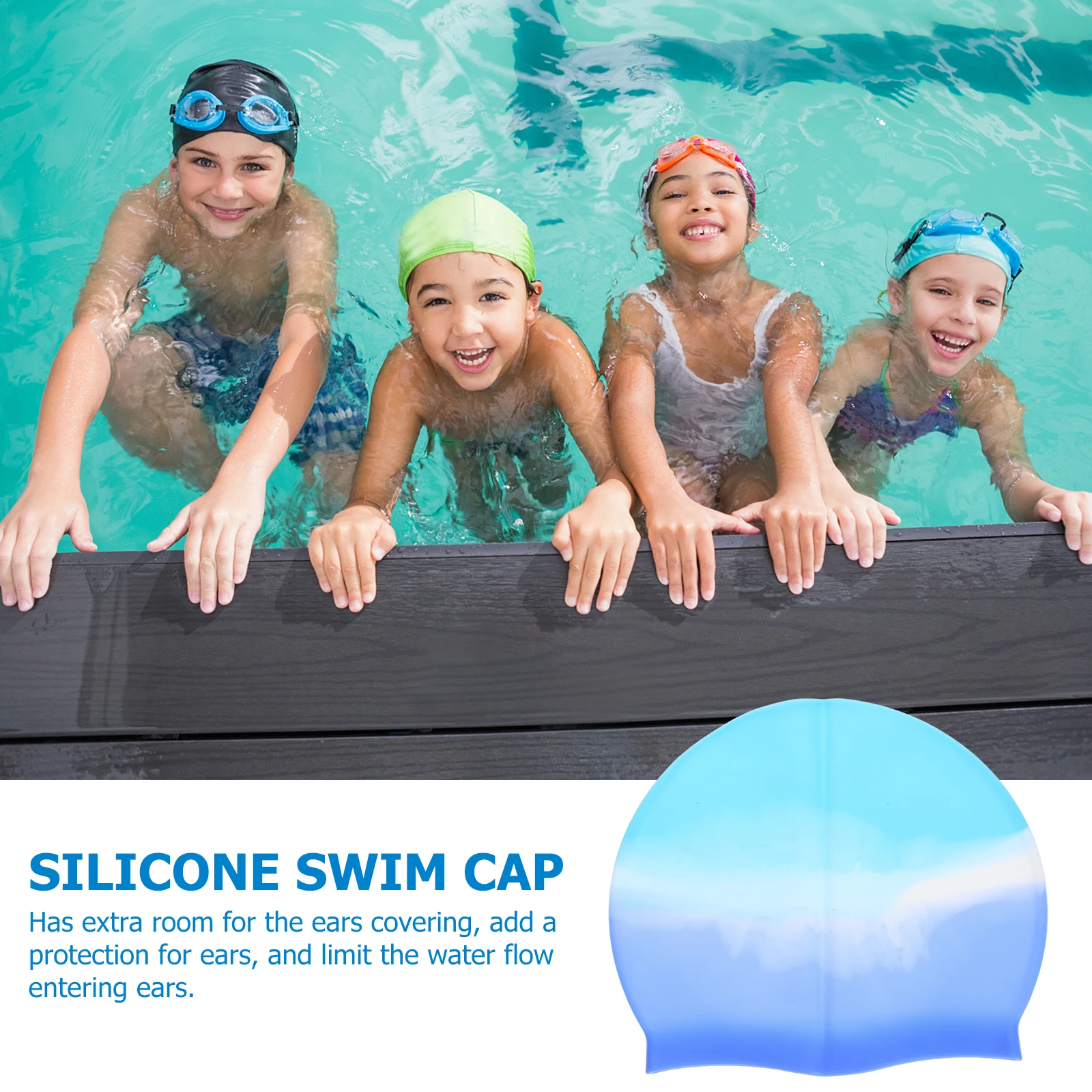 

Swim Cap Adult Caps for Long Hair Multicolor Swimming Silica Gel Waterproof Hats Men Head