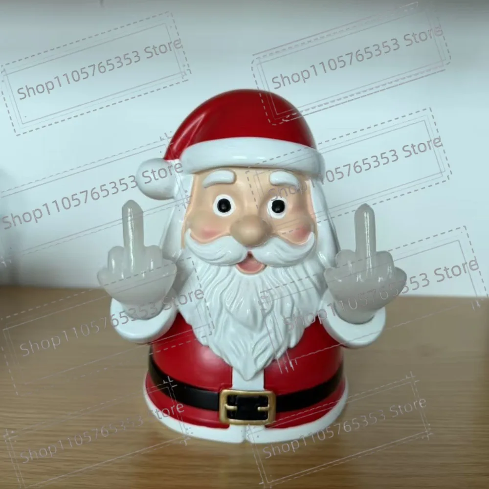 New Christmas Santa Claus Lamp Middle Finger Night Light Up Figurines Resin Milu Deer Desk for Party Diy Decoration Props Decor