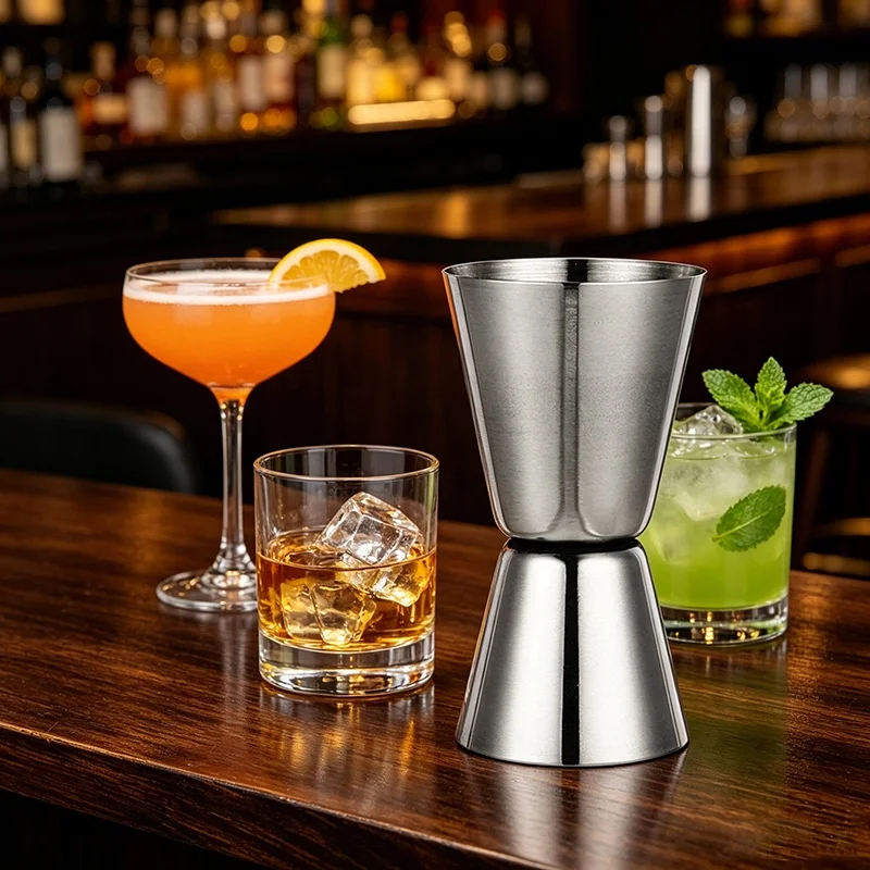 Stainless Steel Cocktail Doser Whiskey Jigger Cocktail Shaker Bar 15/30ml or 20/40ml Measuring Tool Cocktails Accessories JBGJ02