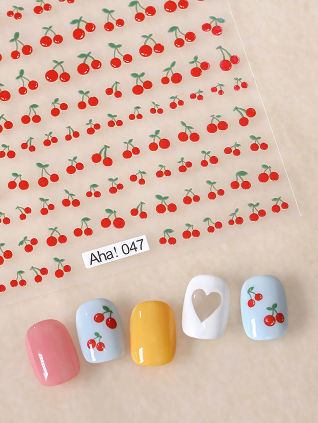 1pcs Sweet Cherry Nail Art Charms Stickers Kawaii Fruit Design Nail Transfer Decals DIY Manicure Self Adhesive Decoration Slider