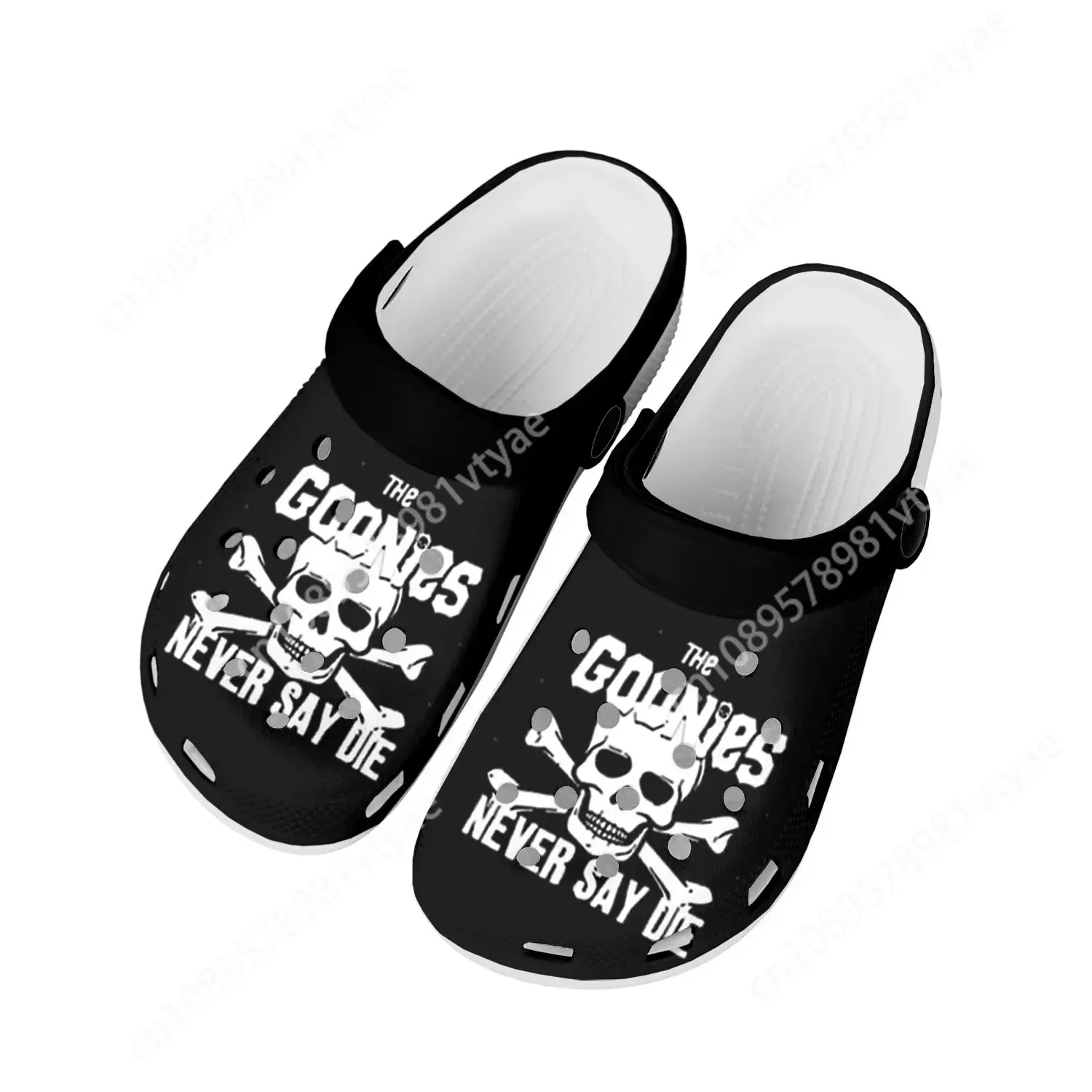 Goonies Never Say Die Skull Rock Home Clogs Custom Water Shoes Mens Womens Teenager Shoes Clog Breathable Beach Hole Slippers